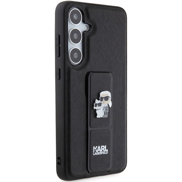 Karl Lagerfeld Gripstand Saffiano Karl&Choupette Pins case for Samsung Galaxy S24 - blackeng