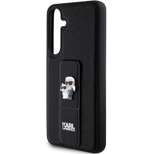Karl Lagerfeld Gripstand Saffiano Karl&Choupette Pins case for Samsung Galaxy S24 - blackeng