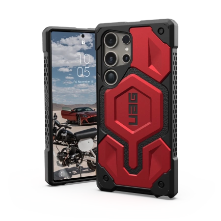 159846_1 UAG Monarch Pro case for Samsung Galaxy S24 Ultra 5G with magnetic module - black and redeng
