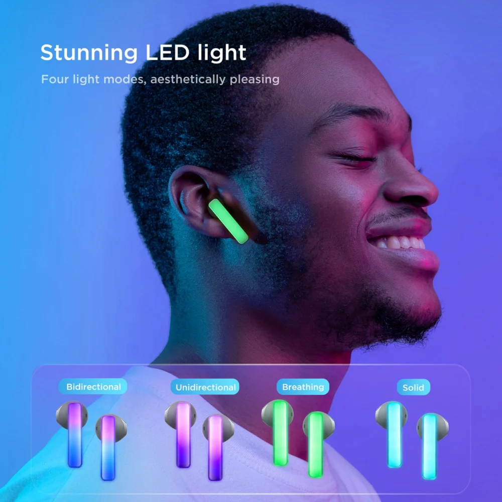 TWS Joyroom JR-TC1 IceLens Series wireless headphones with LED lights - whiteeng