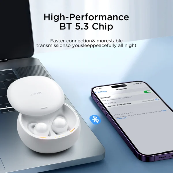 TWS Joyroom JR-TS2 Cozydots Series wireless headphones with active noise reduction, Bluetooth 5.3 - whiteeng