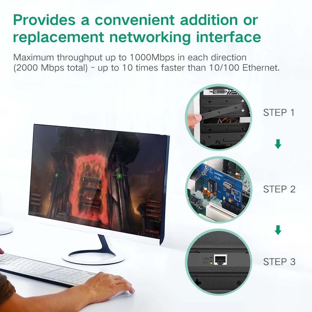 Ugreen US230 Gigabit 10/100/1000Mbps PCI-E Network Card - Blackeng