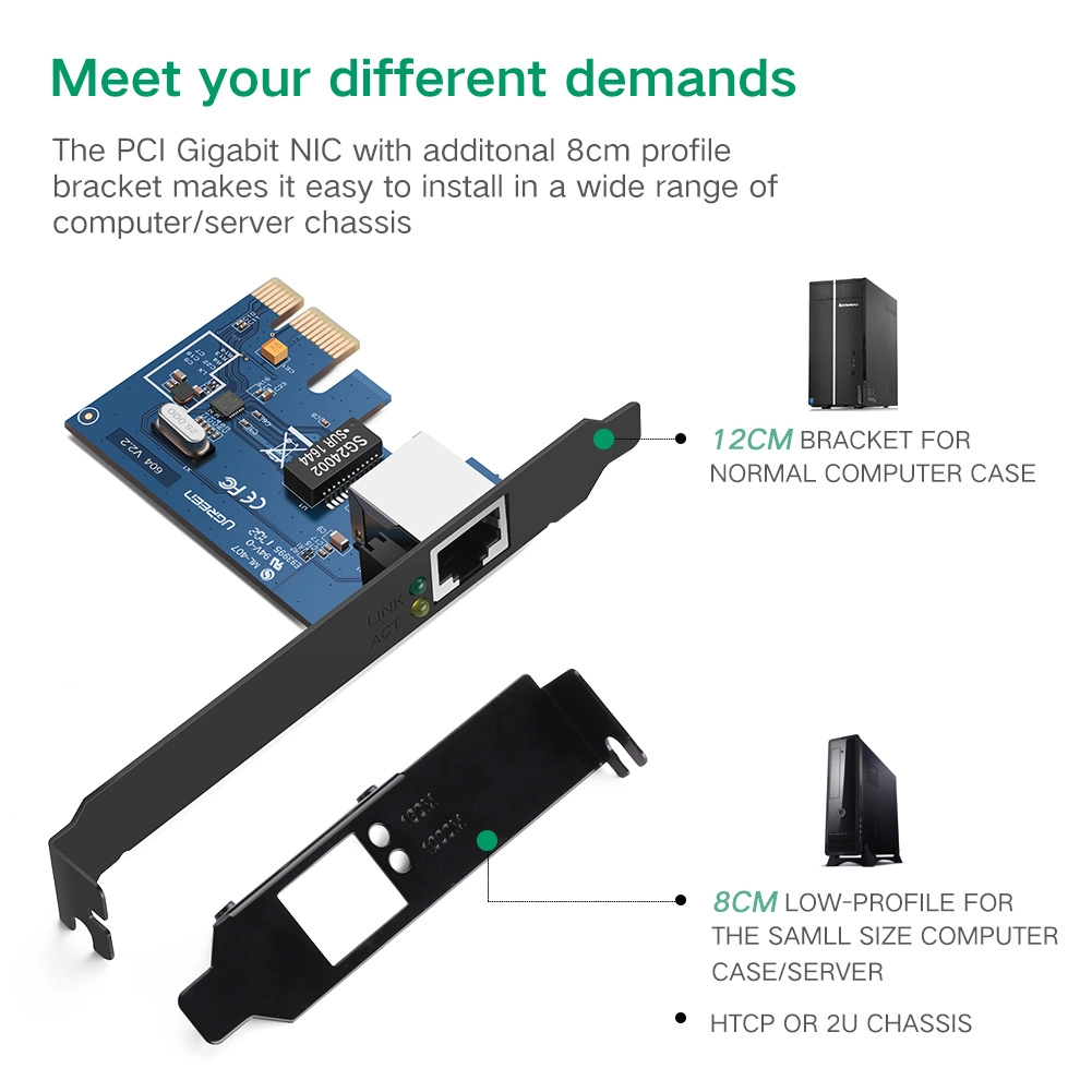 Ugreen US230 Gigabit 10/100/1000Mbps PCI-E Network Card - Blackeng