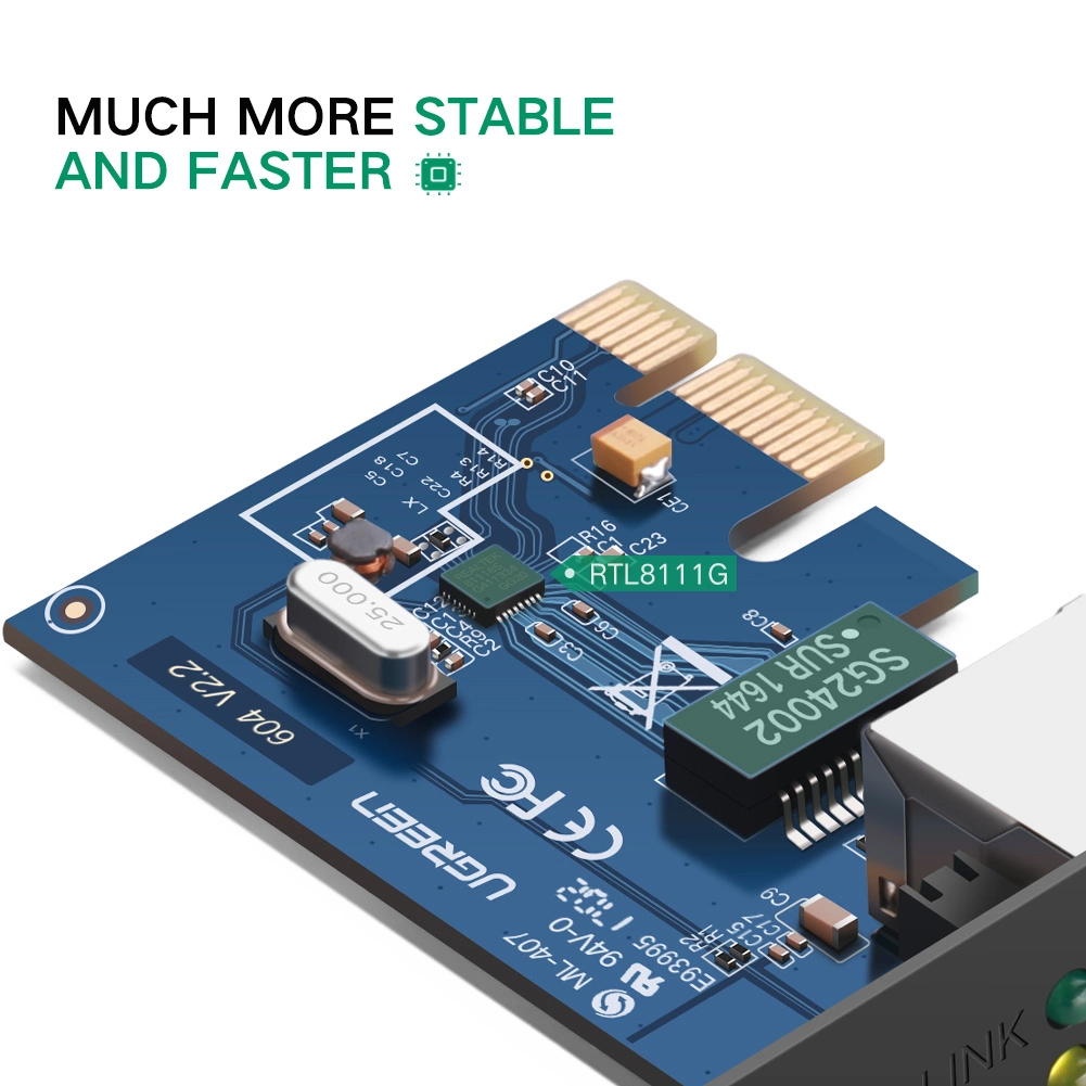 Ugreen US230 Gigabit 10/100/1000Mbps PCI-E Network Card - Blackeng