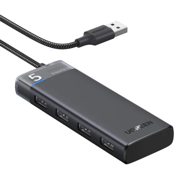 Ugreen CM653 HUB with 4 USB-A ports and USB-A power cable - blackeng