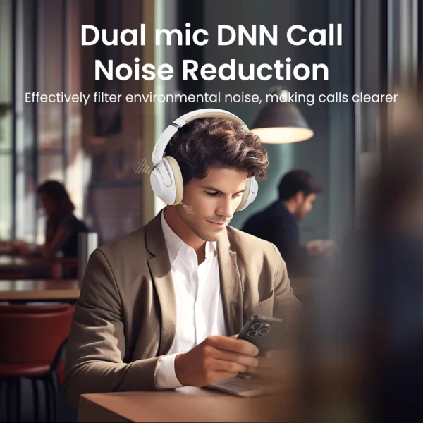 Ugreen HP202 HiTune Max5 on-ear wireless headphones with hybrid ANC noise reduction - whiteeng
