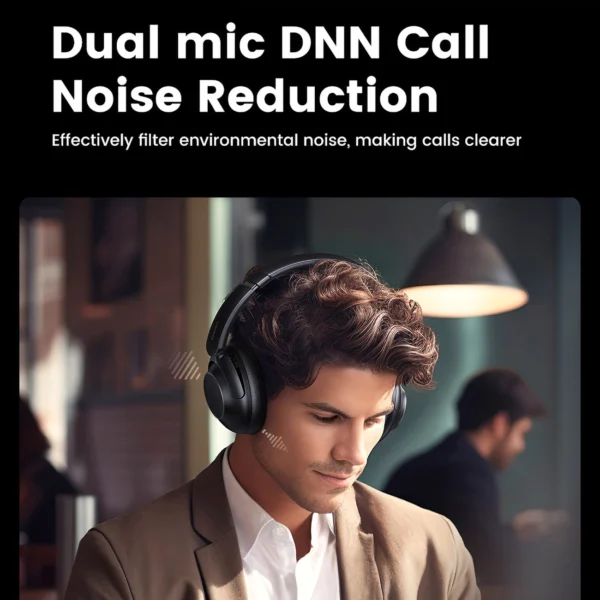 Ugreen HP202 HiTune Max5 on-ear wireless headphones with hybrid ANC noise reduction - blackeng