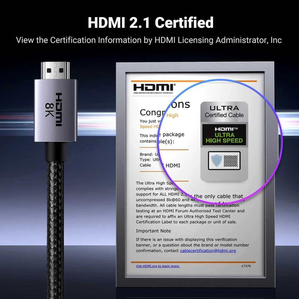 Ugreen HD171 25910 Cable with HDMI 2.1 8K Connectors Certified 2m - Grayeng