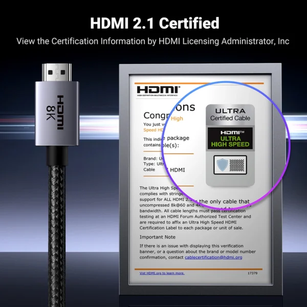 Ugreen HD171 25910 Cable with HDMI 2.1 8K Connectors Certified 2m - Grayeng