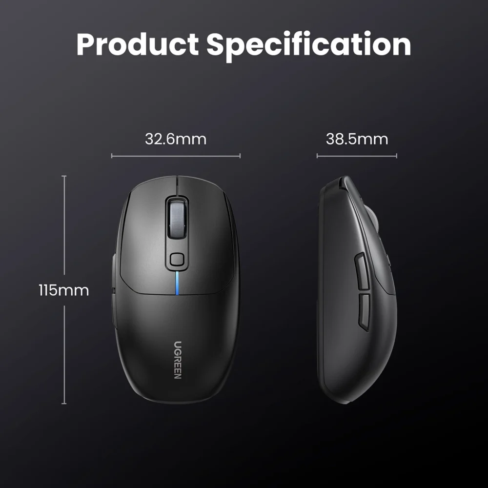 Ugreen MU103 Bluetooth 5.0 computer mouse / 2.4GHz USB receiver - blackeng