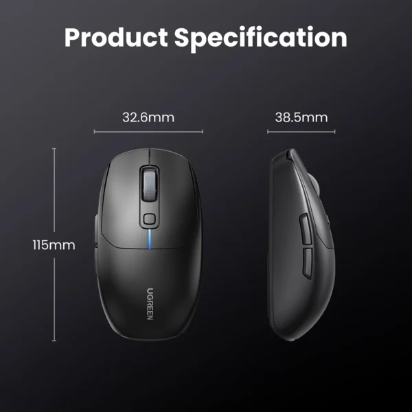 Ugreen MU103 Bluetooth 5.0 computer mouse / 2.4GHz USB receiver - blackeng