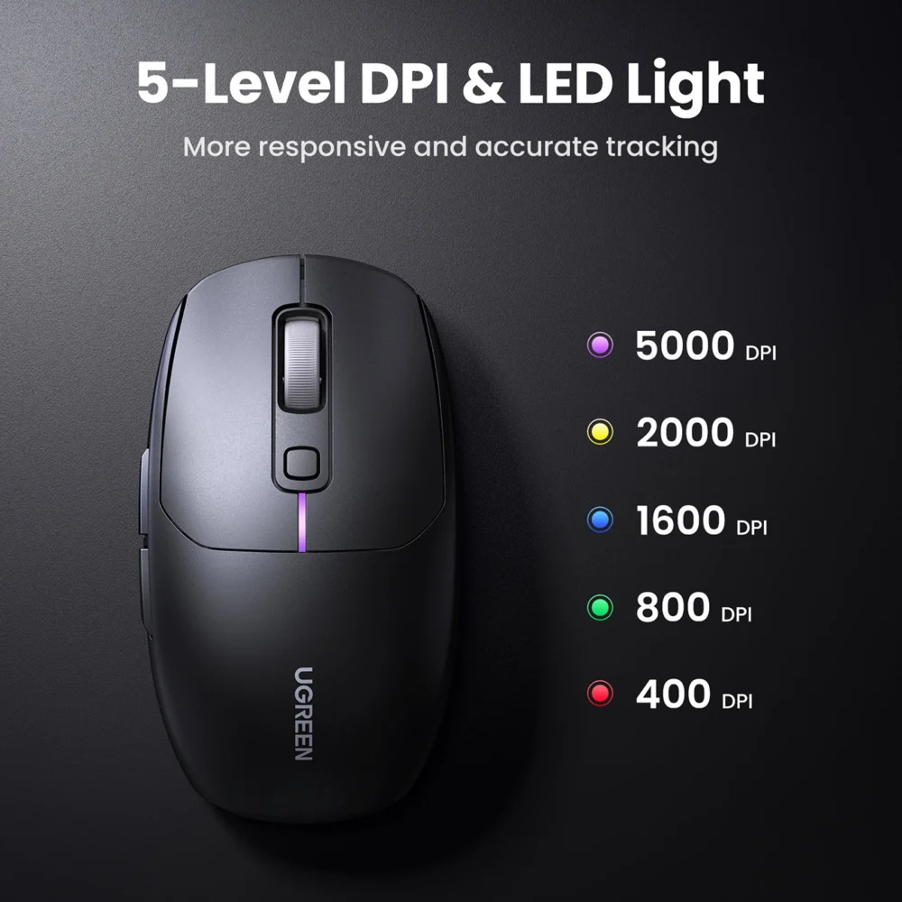 Ugreen MU103 Bluetooth 5.0 computer mouse / 2.4GHz USB receiver - blackeng