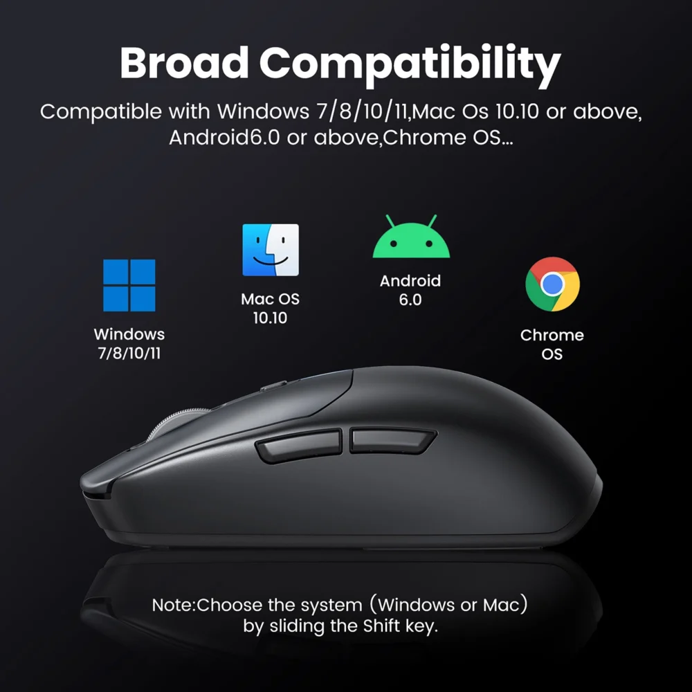 Ugreen MU103 Bluetooth 5.0 computer mouse / 2.4GHz USB receiver - blackeng