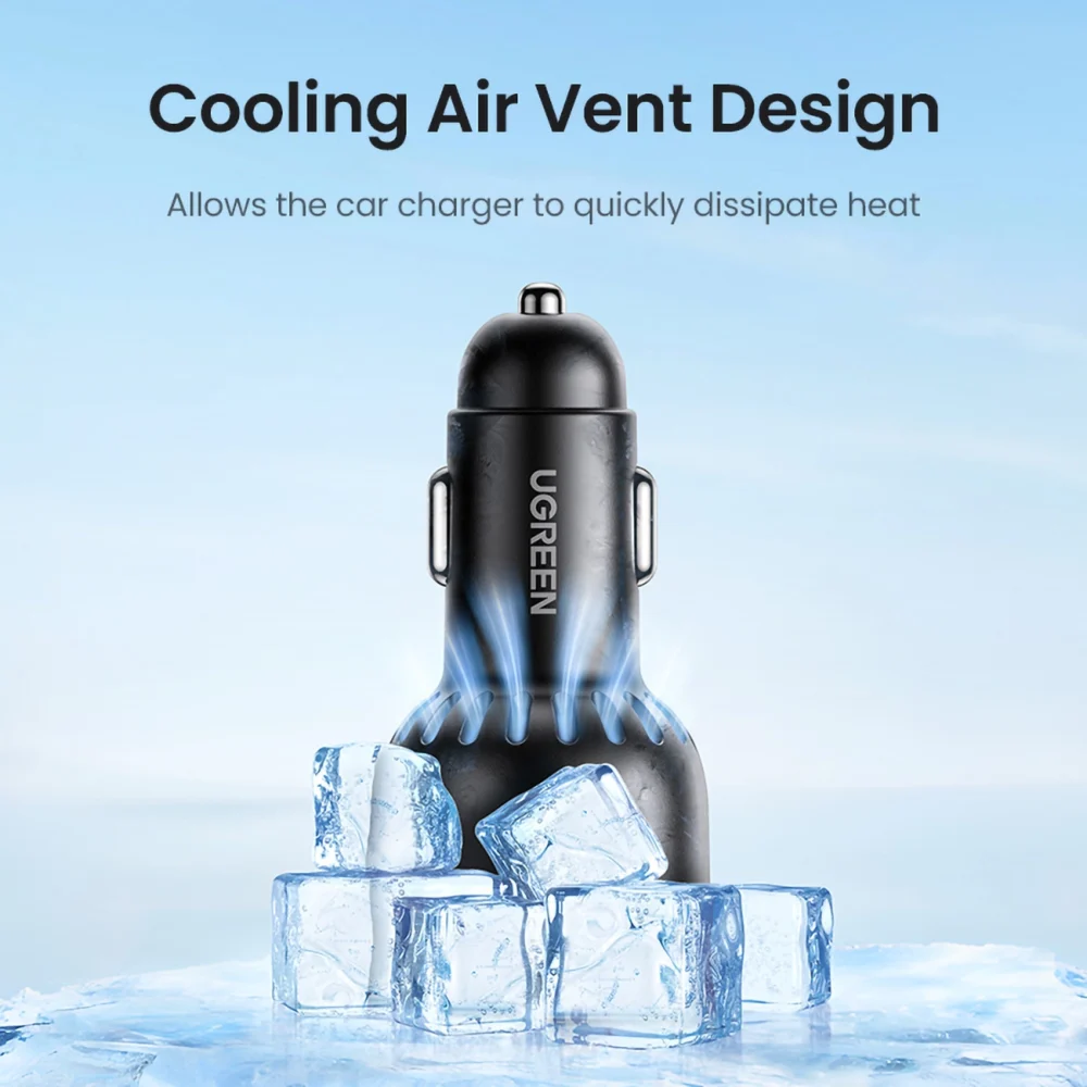 Ugreen CD293 car charger 2x USB-C PD and 1x USB-A 130W - blackeng