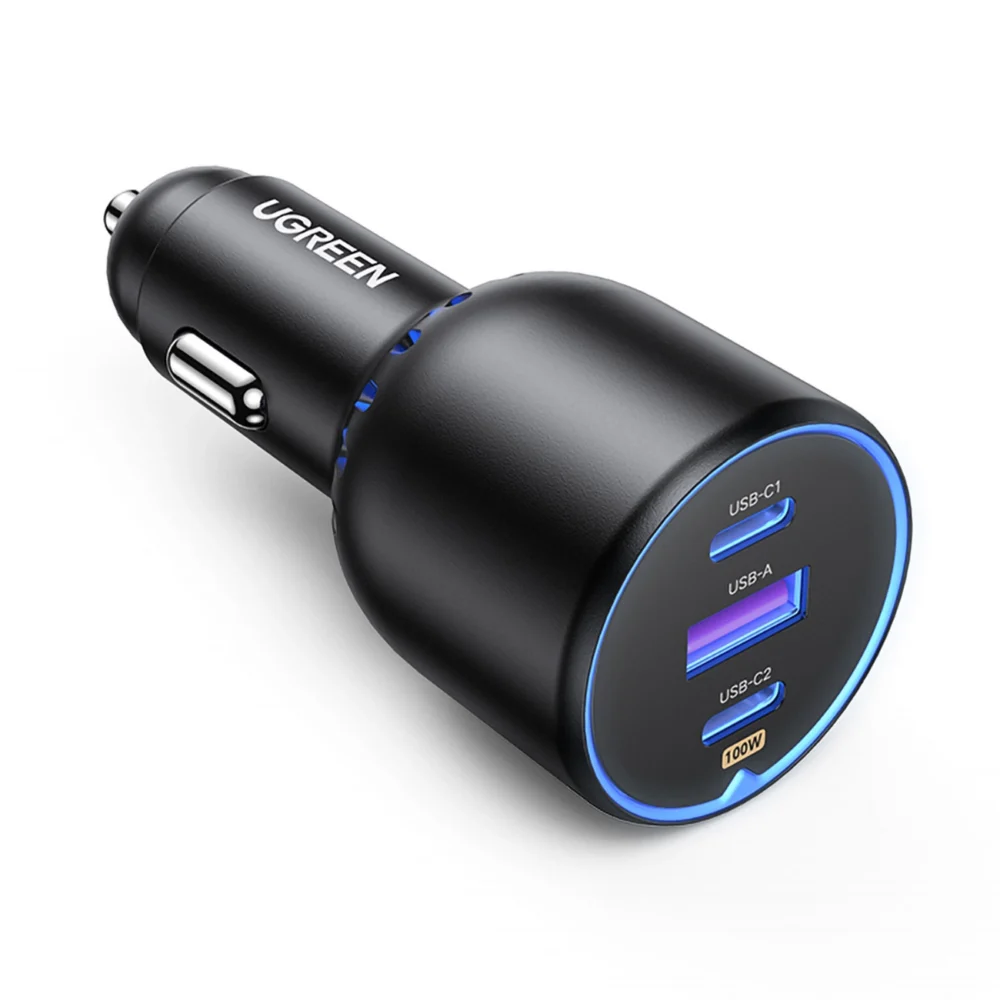 Ugreen CD293 car charger 2x USB-C PD and 1x USB-A 130W - blackeng