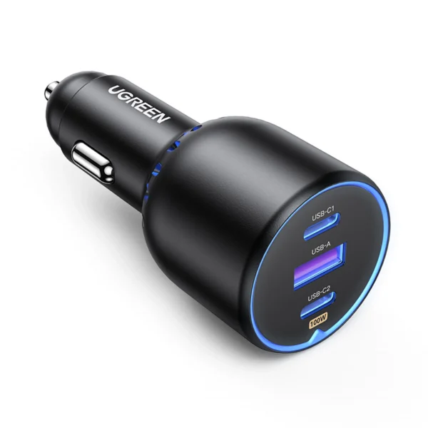 Ugreen CD293 car charger 2x USB-C PD and 1x USB-A 130W - blackeng