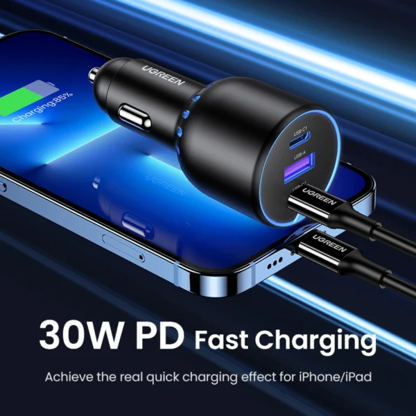 Ugreen CD293 car charger 2x USB-C PD and 1x USB-A 130W - blackeng