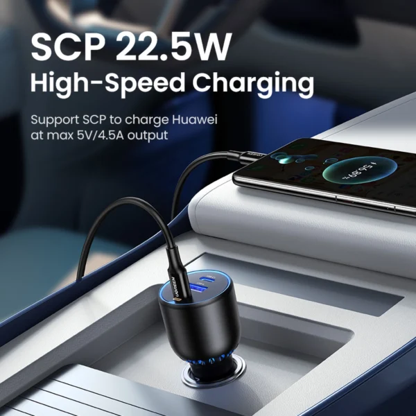Ugreen CD293 car charger 2x USB-C PD and 1x USB-A 130W - blackeng