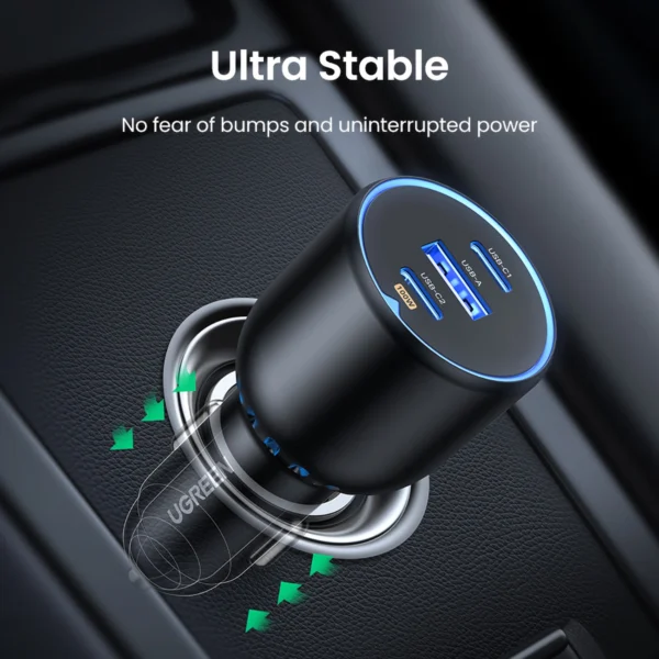Ugreen CD293 car charger 2x USB-C PD and 1x USB-A 130W - blackeng