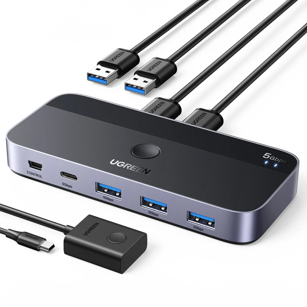 Ugreen CM662 USB 3.0 switch 2-in-4 switch + 2x USB-A cable - blackeng