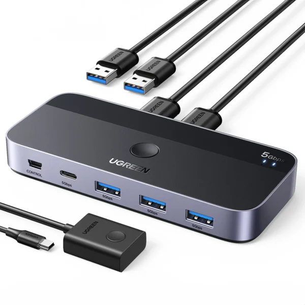 Ugreen CM662 USB 3.0 switch 2-in-4 switch + 2x USB-A cable - blackeng