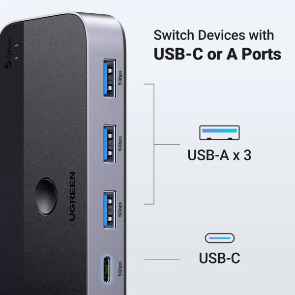 Ugreen CM662 USB 3.0 switch 2-in-4 switch + 2x USB-A cable - blackeng