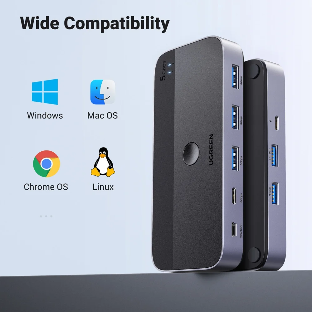 Ugreen CM662 USB 3.0 switch 2-in-4 switch + 2x USB-A cable - blackeng