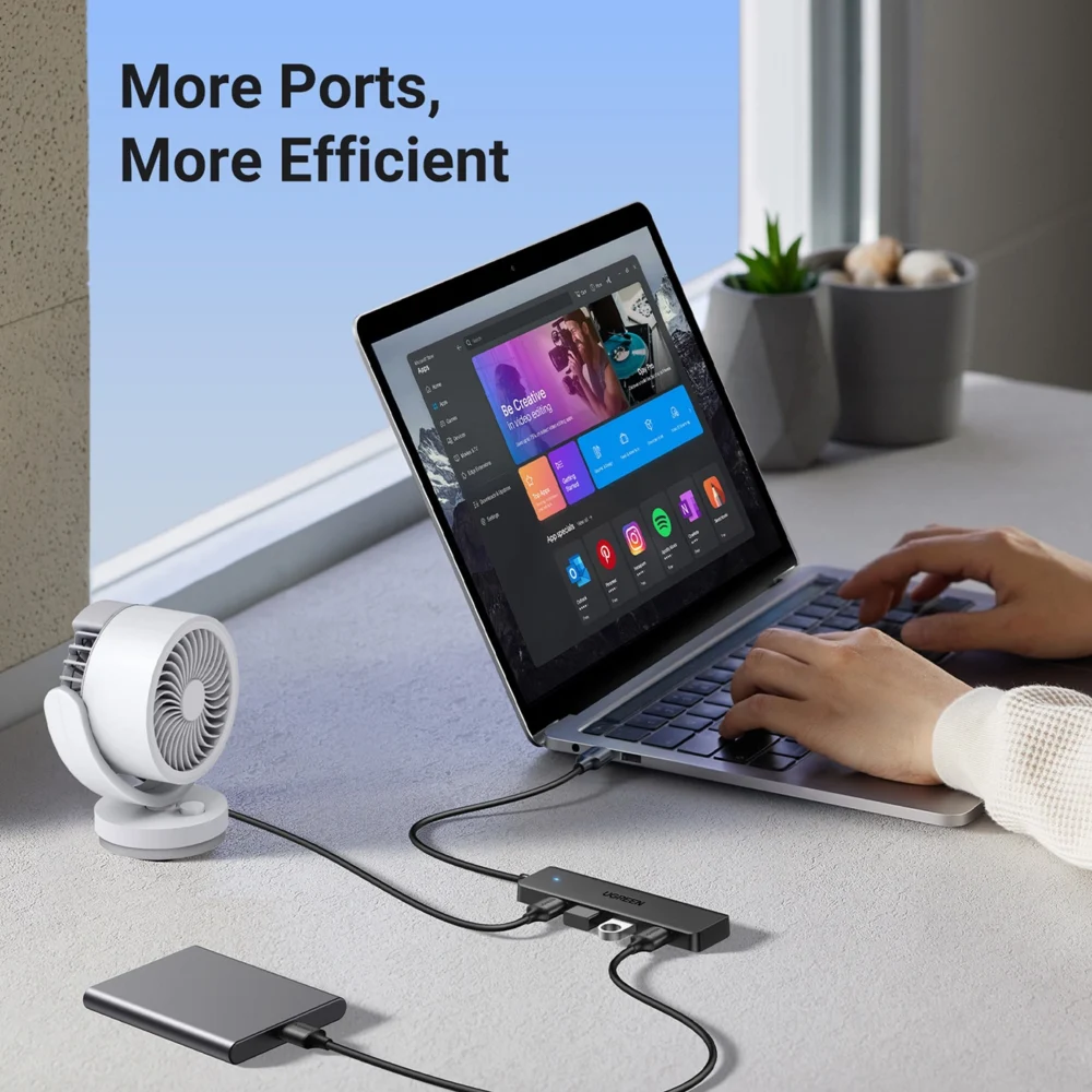 HUB Ugreen CM219 25851 with 4 USB-A 3.0 ports and USB-A 3.0 cable 15cm - blackeng