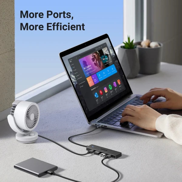 HUB Ugreen CM219 25851 with 4 USB-A 3.0 ports and USB-A 3.0 cable 15cm - blackeng