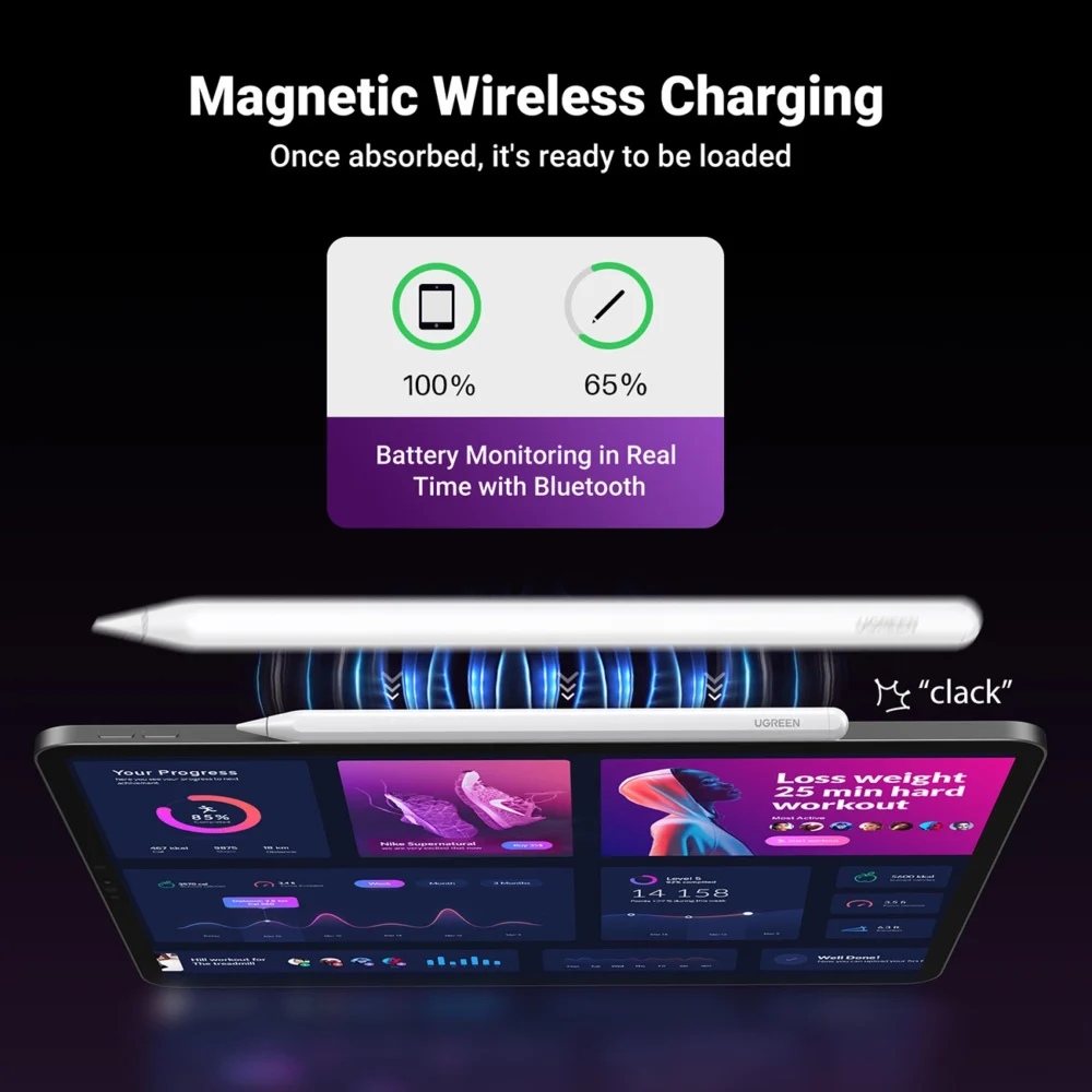 Ugreen LP653 stylus with wireless charging for iPad tablets - whiteeng