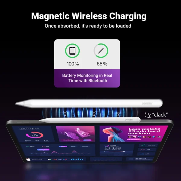 Ugreen LP653 stylus with wireless charging for iPad tablets - whiteeng