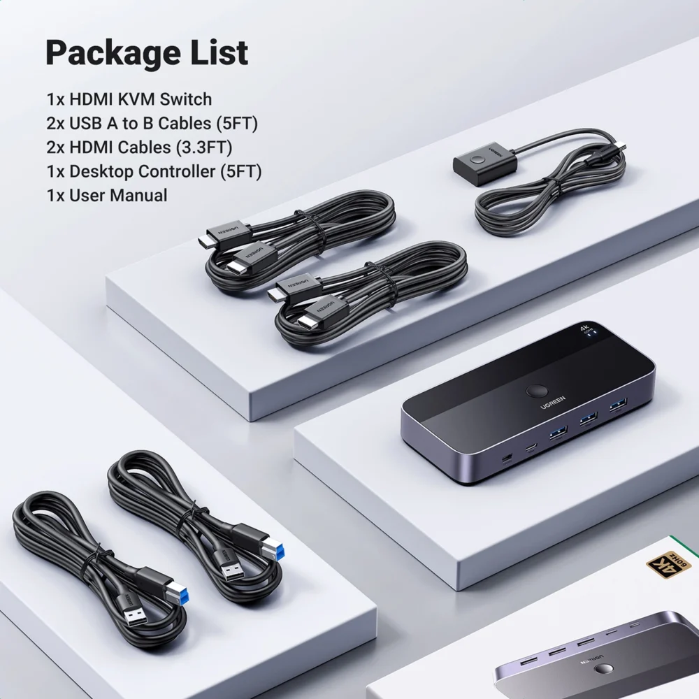 Ugreen CM664 HDMI switch 2in1 KVM switch - blackeng