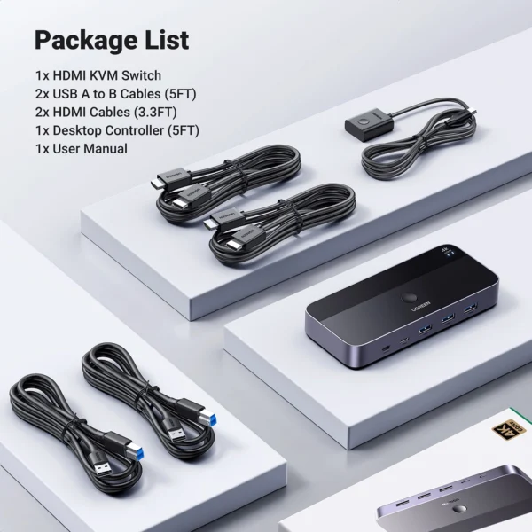 Ugreen CM664 HDMI switch 2in1 KVM switch - blackeng