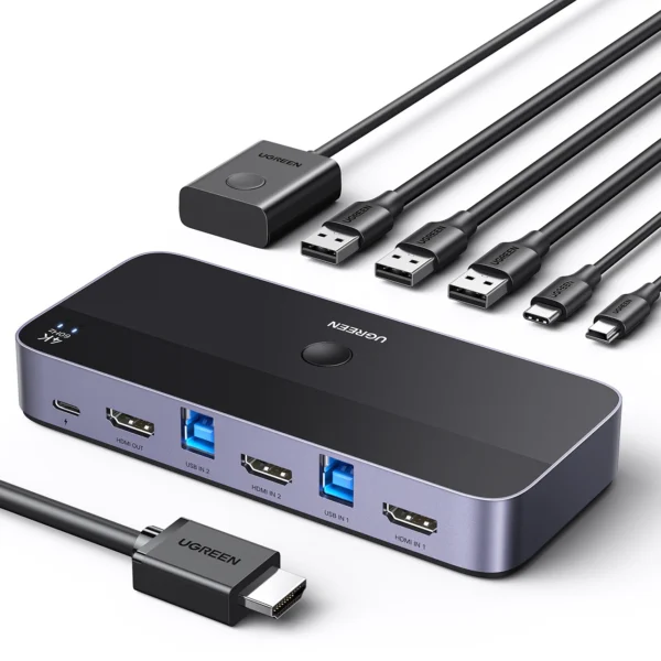 Ugreen CM664 HDMI switch 2in1 KVM switch - blackeng