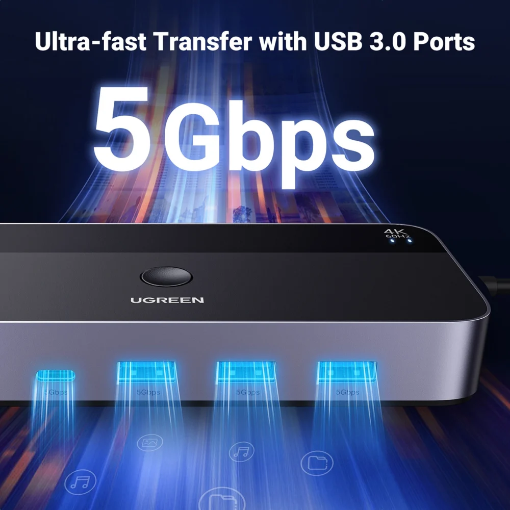 Ugreen CM664 HDMI switch 2in1 KVM switch - blackeng