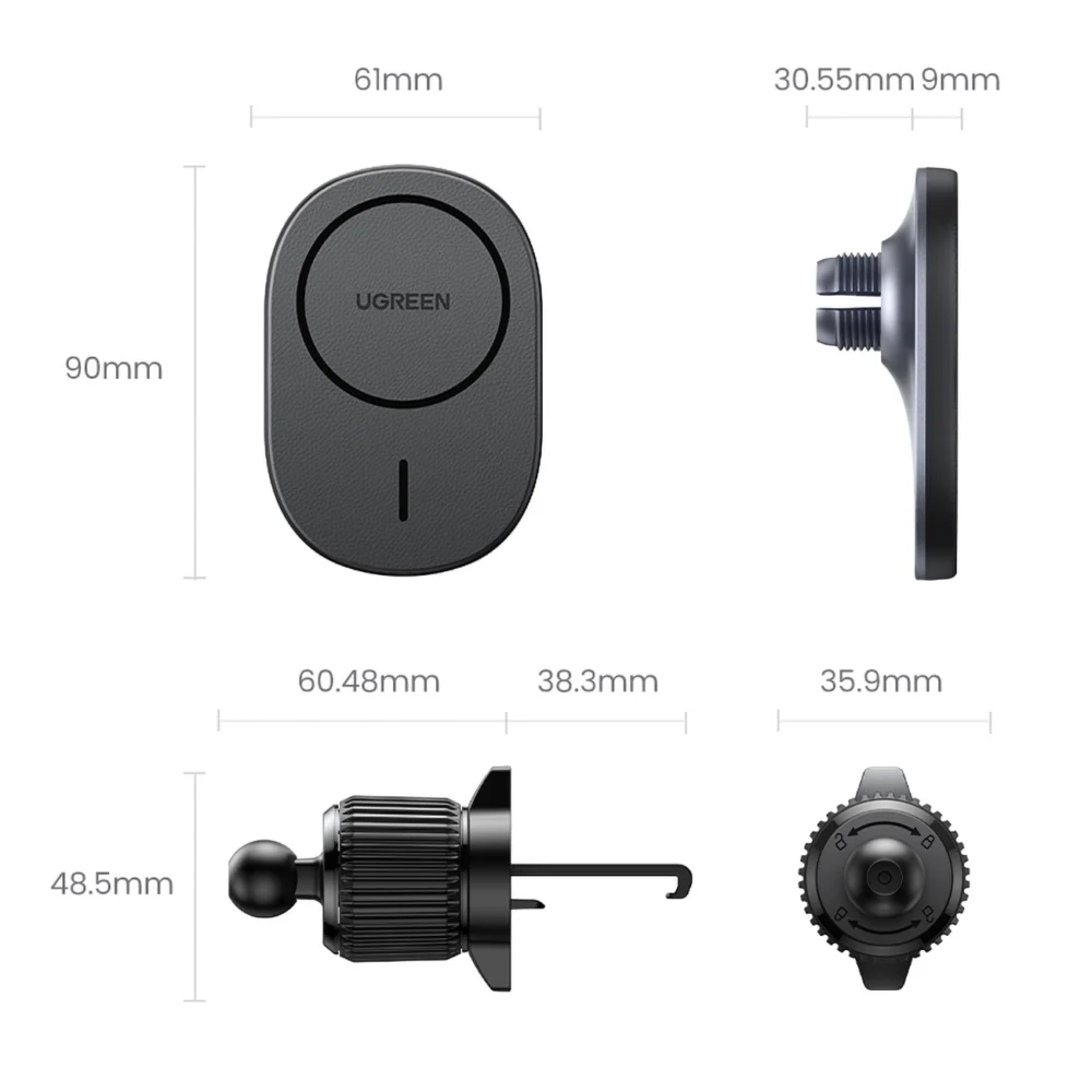 Ugreen CD345 magnetic car holder for air vent - blackeng