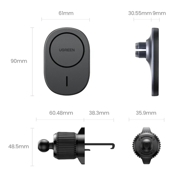 Ugreen CD345 magnetic car holder for air vent - blackeng
