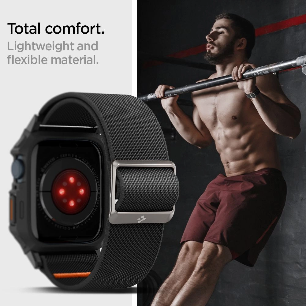 Spigen Lite Fit Pro Case with Strap for Apple Watch 4 / 5 / 6 / 7 / 8 / 9 / SE (44 / 45 mm) - Matte Blackeng
