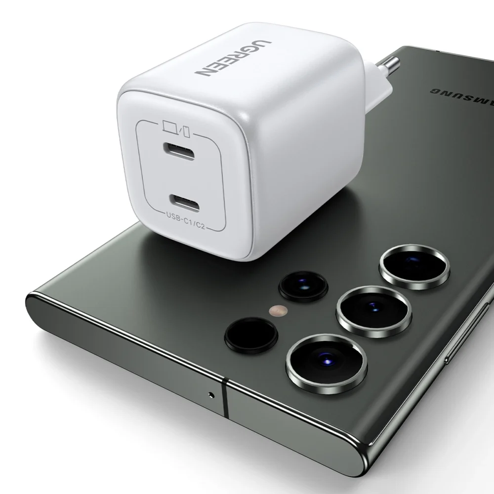 [RETURNED ITEM] Quick charger GaN 2 x USB-C 45W QC PD Ugreen CD294 - whiteeng