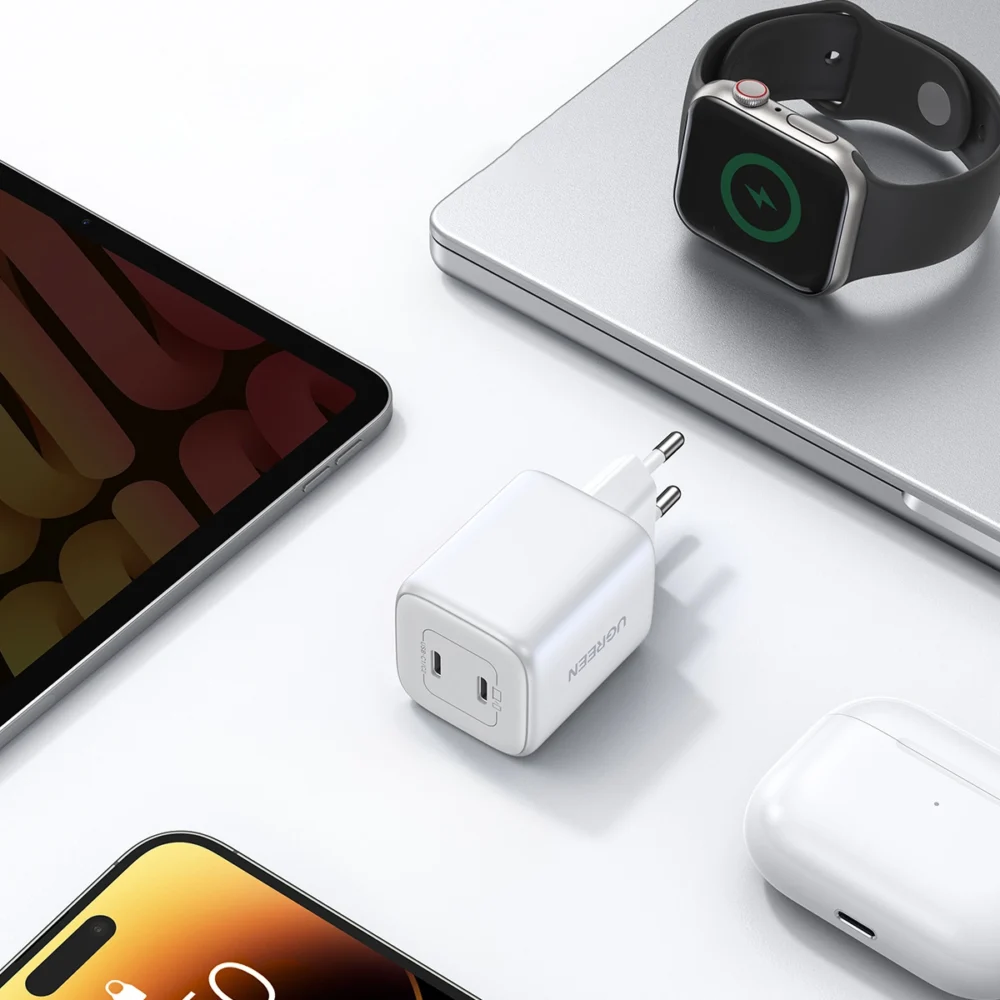 [RETURNED ITEM] Quick charger GaN 2 x USB-C 45W QC PD Ugreen CD294 - whiteeng