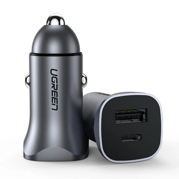 [RETURNED ITEM] Ugreen fast car charger USB-A / USB-C 30W PD PPS gray (CD130)eng