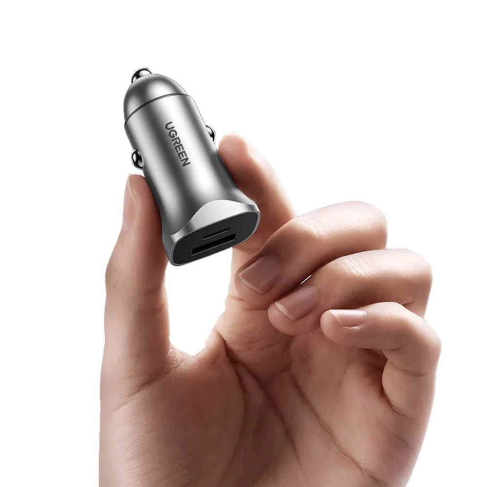 [RETURNED ITEM] Ugreen fast car charger USB-A / USB-C 30W PD PPS gray (CD130)eng