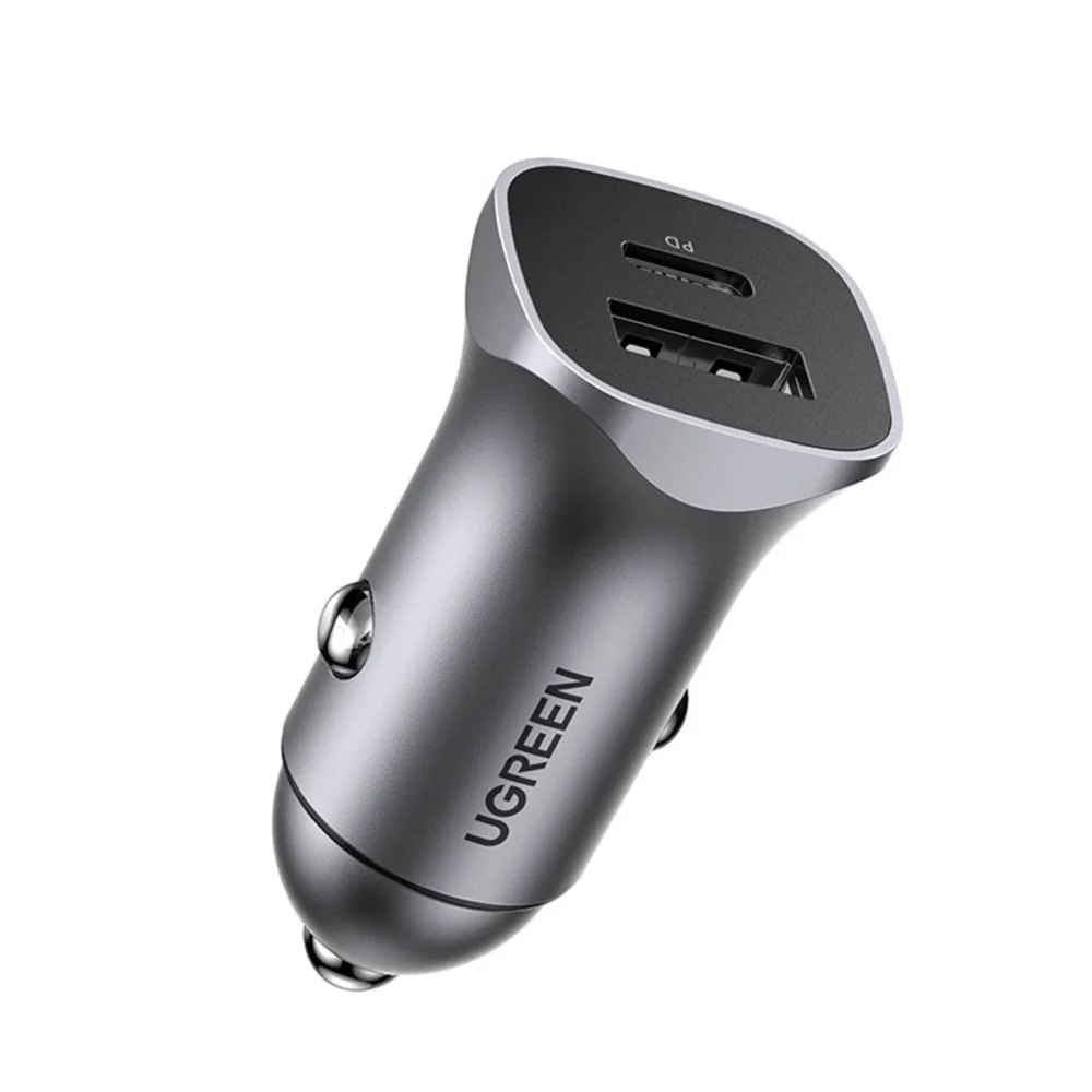 [RETURNED ITEM] Ugreen fast car charger USB-A / USB-C 30W PD PPS gray (CD130)eng