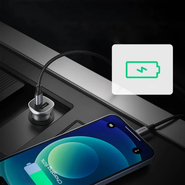 [RETURNED ITEM] Ugreen fast car charger USB-A / USB-C 30W PD PPS gray (CD130)eng