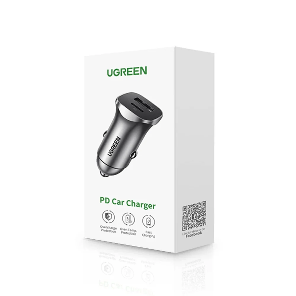 [RETURNED ITEM] Ugreen fast car charger USB-A / USB-C 30W PD PPS gray (CD130)eng