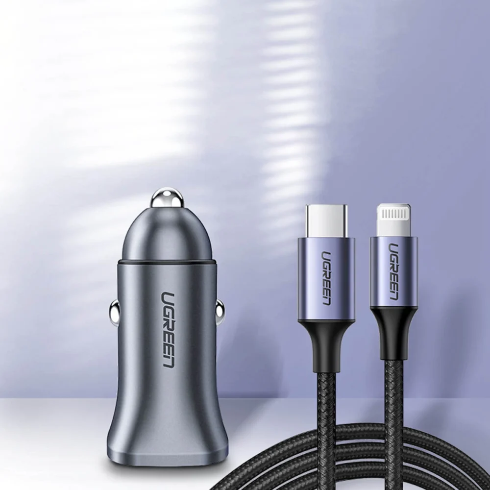 [RETURNED ITEM] Ugreen fast car charger USB-A / USB-C 30W PD PPS gray (CD130)eng