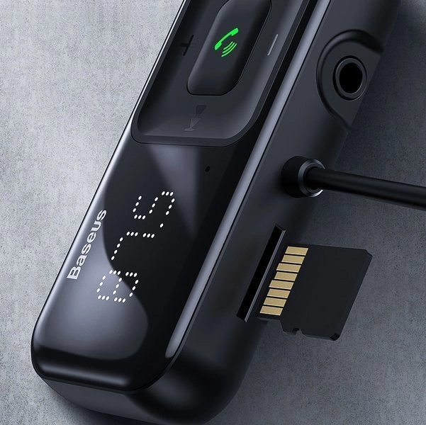 [RETURNED ITEM] Wireless Bluetooth FM transmitter with charger Baseus S-16 (Overseas edition) - blackeng