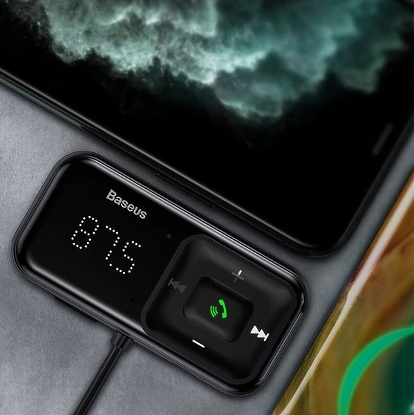 [RETURNED ITEM] Wireless Bluetooth FM transmitter with charger Baseus S-16 (Overseas edition) - blackeng