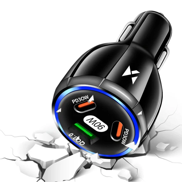 [RETURNED ITEM] Wozinsky WCCCA car charger 2x USB-C 1x USB-A 90W PD QC - blackeng