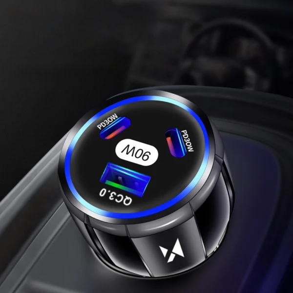 [RETURNED ITEM] Wozinsky WCCCA car charger 2x USB-C 1x USB-A 90W PD QC - blackeng